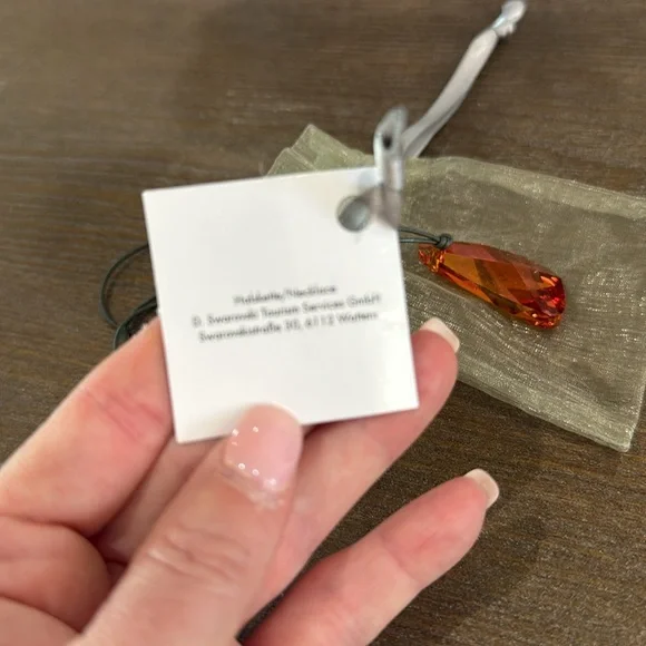 Swarovski Orange Faceted Crystal Necklace - Picture 3 of 3